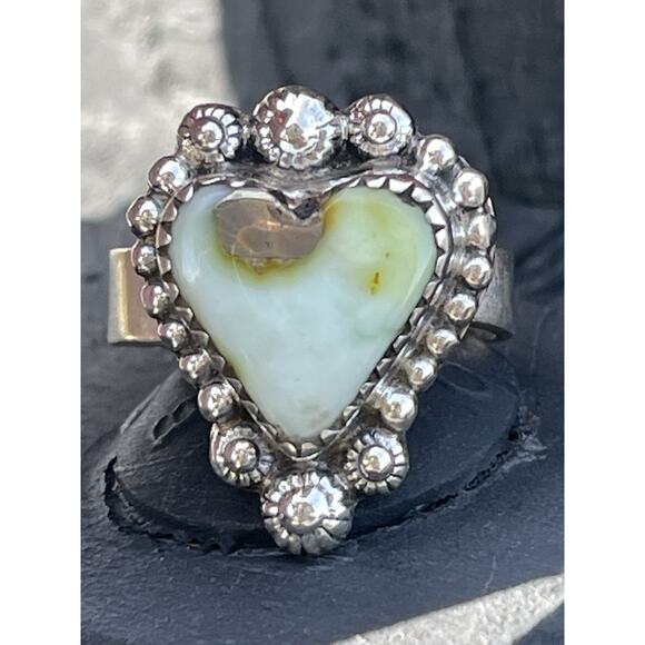 Palomino Jewelry - Sterling Silver Palomino Turquoise Heart Ring Adjustable Sz 6 7 8 Southwestern